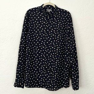 Cos Navy and White Size Large Casual Button Down Shirt
